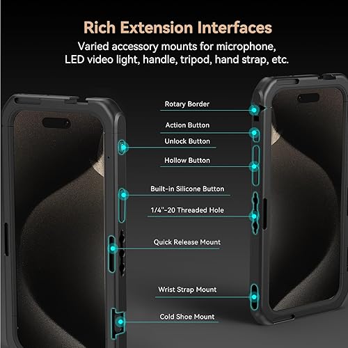 Miniatura 2 de SmallRig Jaula de video para teléfono inteligente para iPhone 15 Pro Max, estabilizador de aparejo de video para teléfono móvil, carcasa de aleación