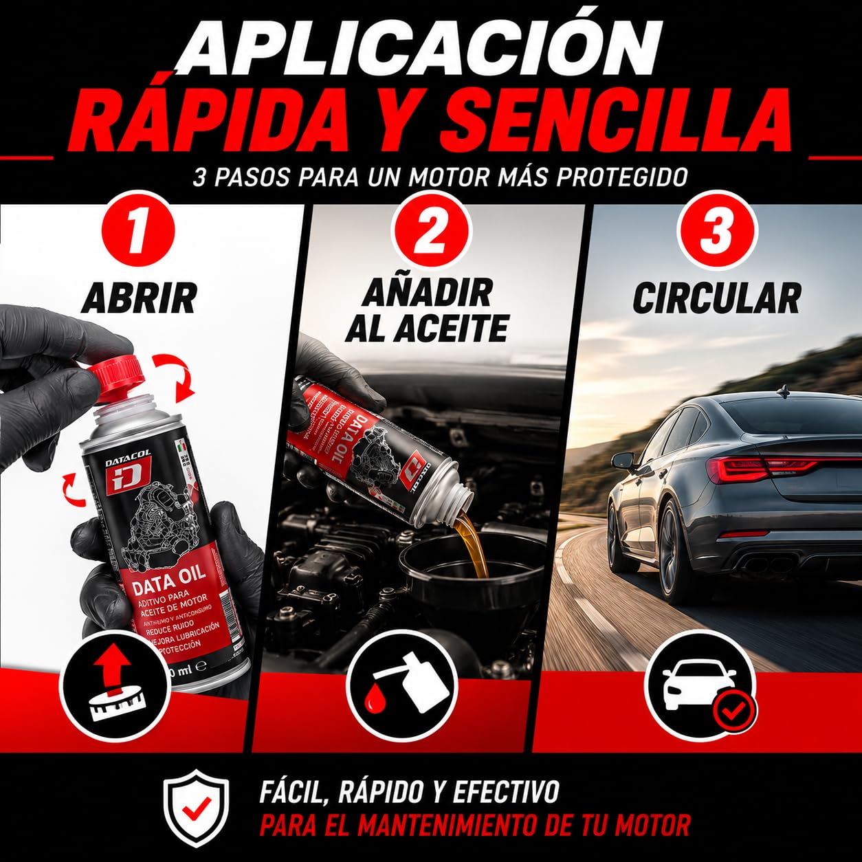 Datacol Aditivo para Aceite de Motor 300 ml, Tratamiento Antihumo y Anticonsumo, Reduce Ruido y Consumo de Aceite, para Motores Gasolina y Diésel con DPF - 2 Unidades