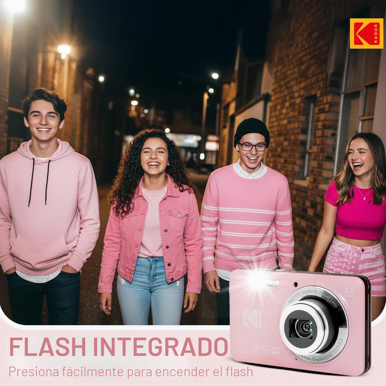 Kodak PixPro Friendly Zoom FZ55 16MP 1080p Cámara Full HD (rosa pastel)