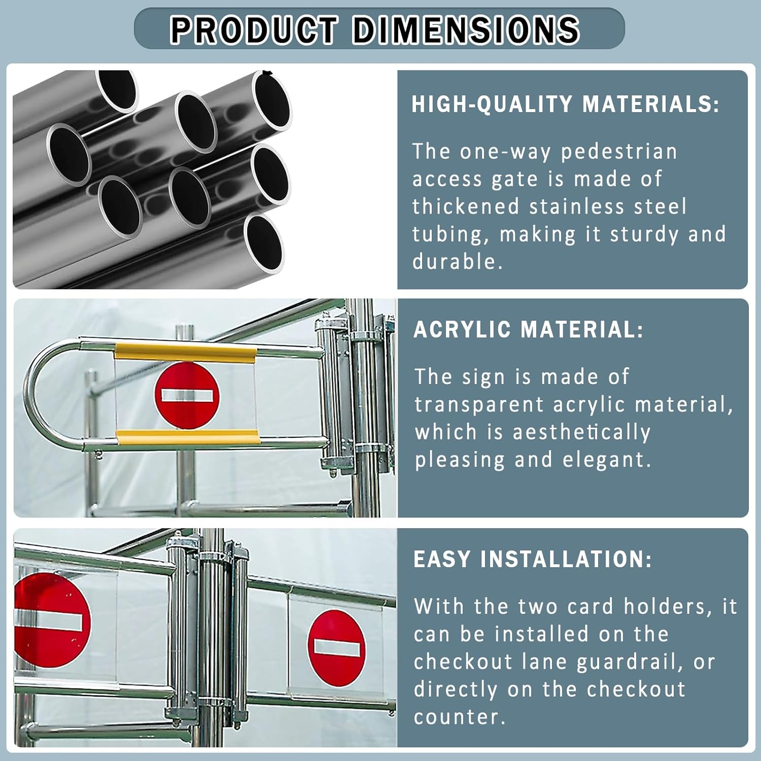 Manual Swing Gate for Market Entrance Security Door with Column Anti-Passage Device for Entry and Exit Automatic Self-Closing Swing Gate Entrance Portal