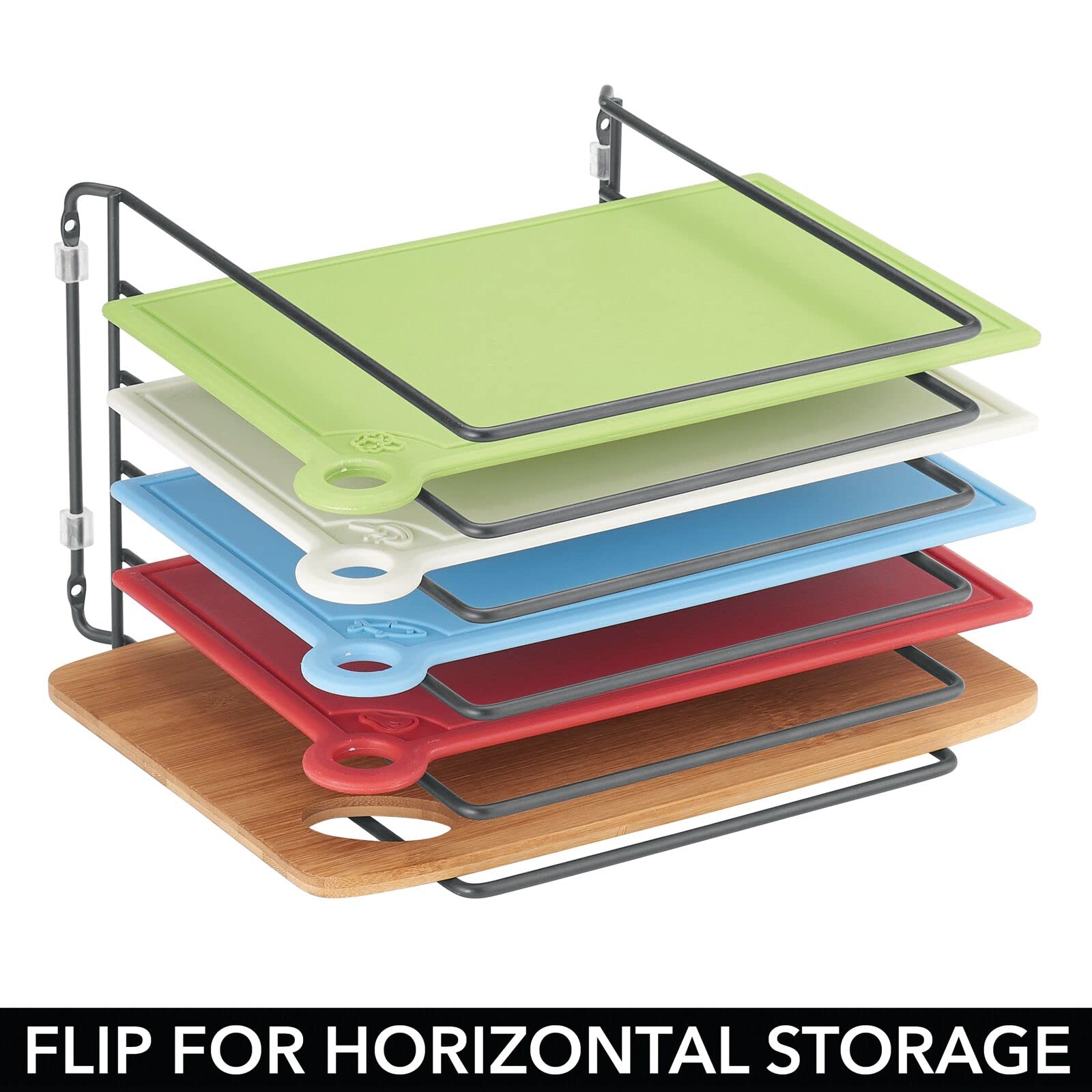 mDesign X-Large Steel Storage Tray Organizer Rack for Kitchen Cabinet ...