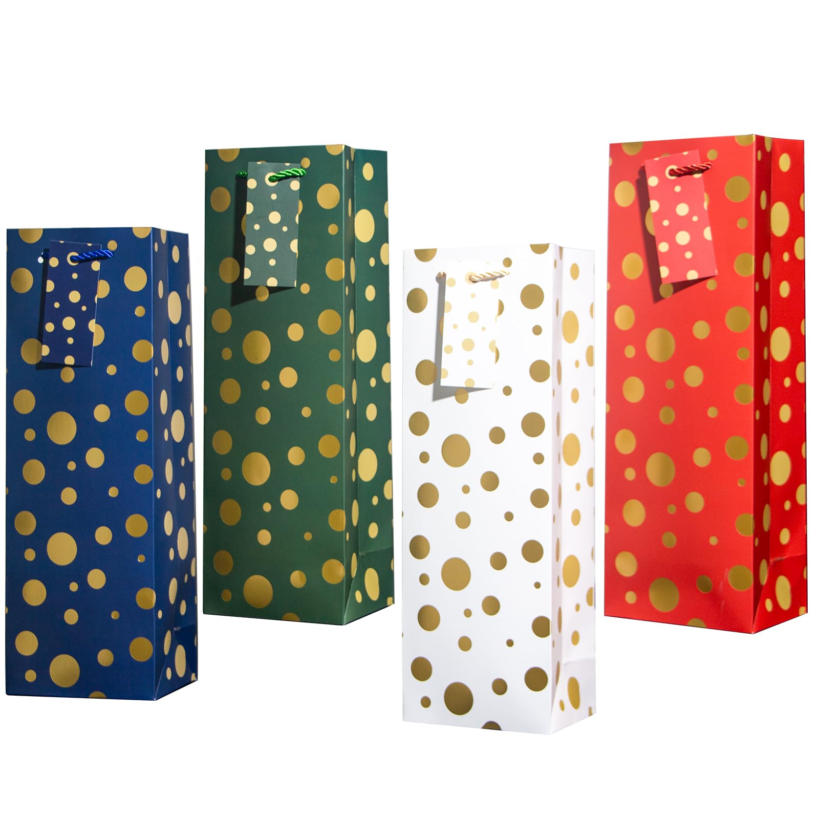 12PCS Wine Gift Bags with Gift Tags,13.7" Dots Bottle Bags for Men Women's Birthday,Valentine's Day,Mother's Day,Father's Day,Weddings,Christmas,Thanksgiving,Halloween, Easter ALL OCCATION