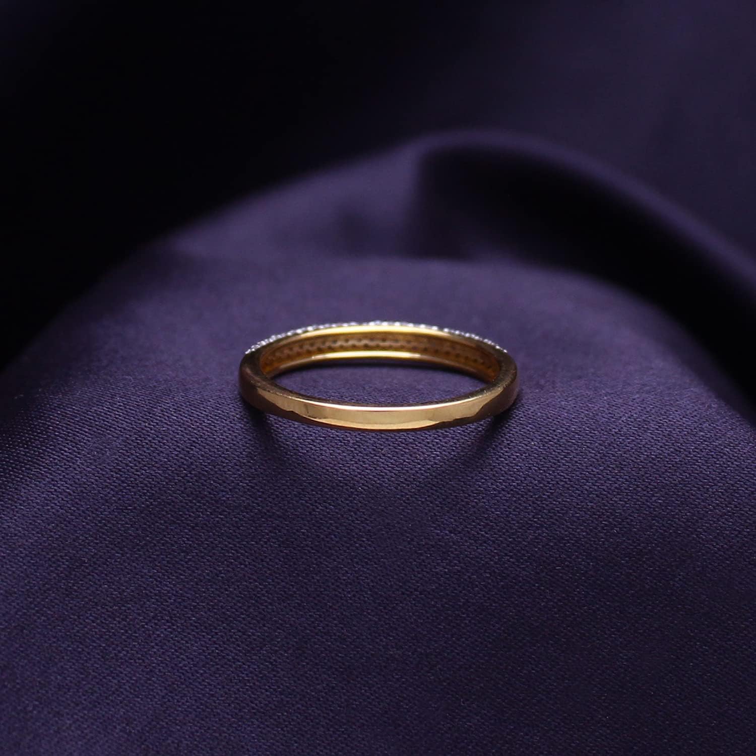 SAVEARTH DIAMONDS Round Cut Sparkling White Cubic Zirconia Half Eternity Stackable Engagement Ring In 14k Gold Over Sterling Silver Jewelry Gift For Women Wedding