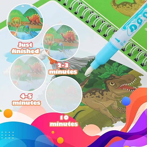 Miniatura 4 de Paquete de 5 libros de colorear de agua reutilizables para niños pequeños, juguetes de libros de garabatos de agua, pintura con libros de agua,