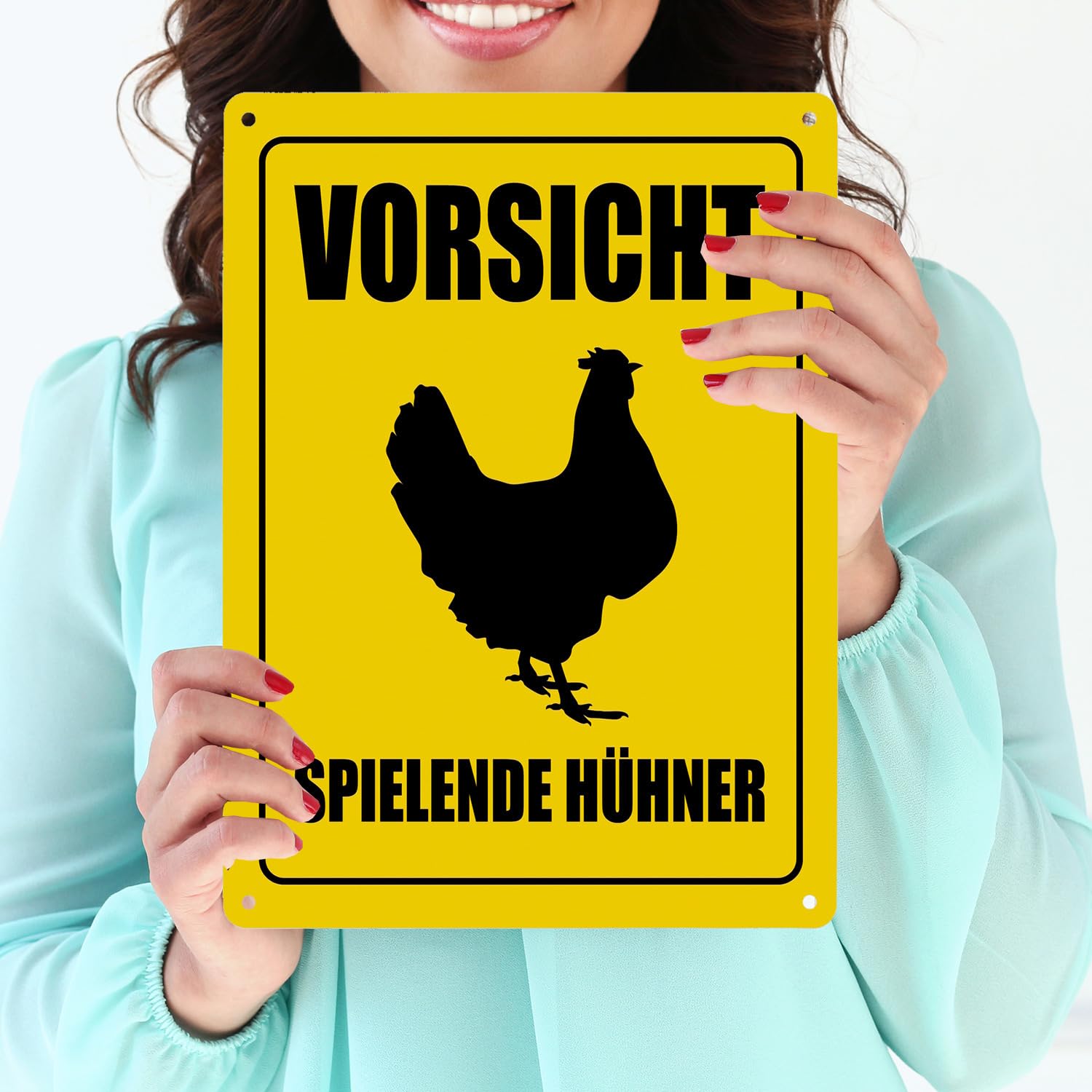 Warnschild „Beware Of Chicken“ – Lustiges Metallschild 20x30 Cm Für Garten, Hühnerstall Oder Bar