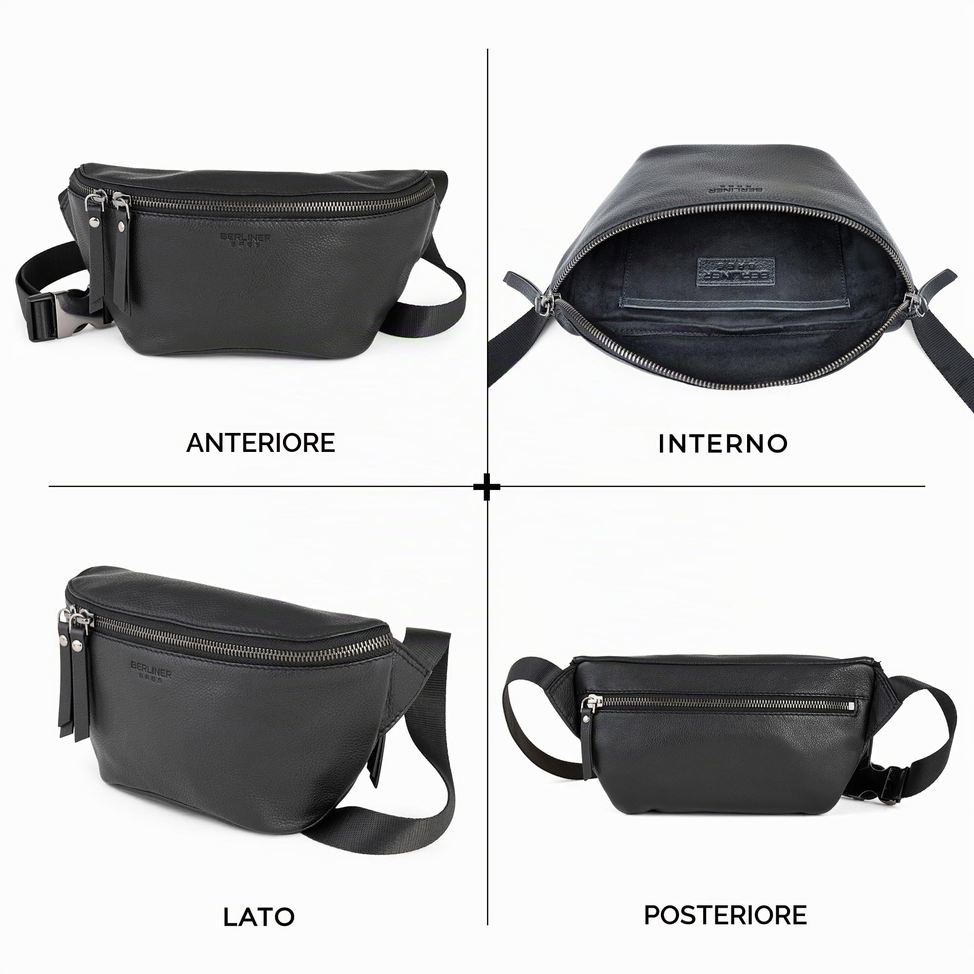 Berliner Bags Marsupio da Cintura Noah, Waist Bag Unisex Regolabile, Marsupio Uomo e Donna – Nero