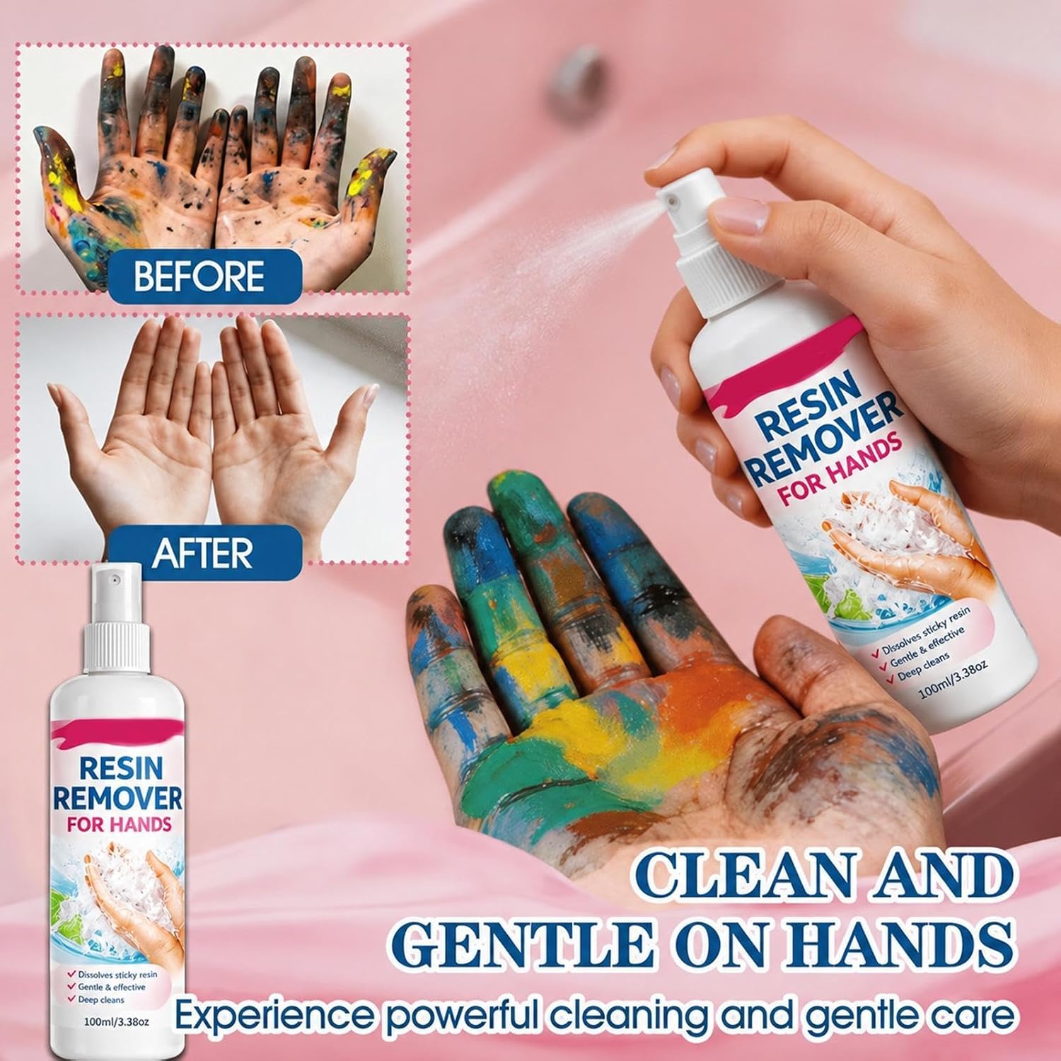 Resin Remover, 100ml Gentle Water-Based Glue and Epoxy Cleanser for Artists