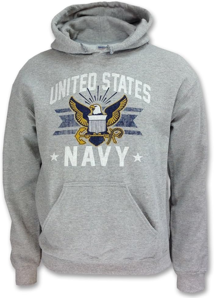 Men's Navy Vintage Basic Hooded Sweatshirt