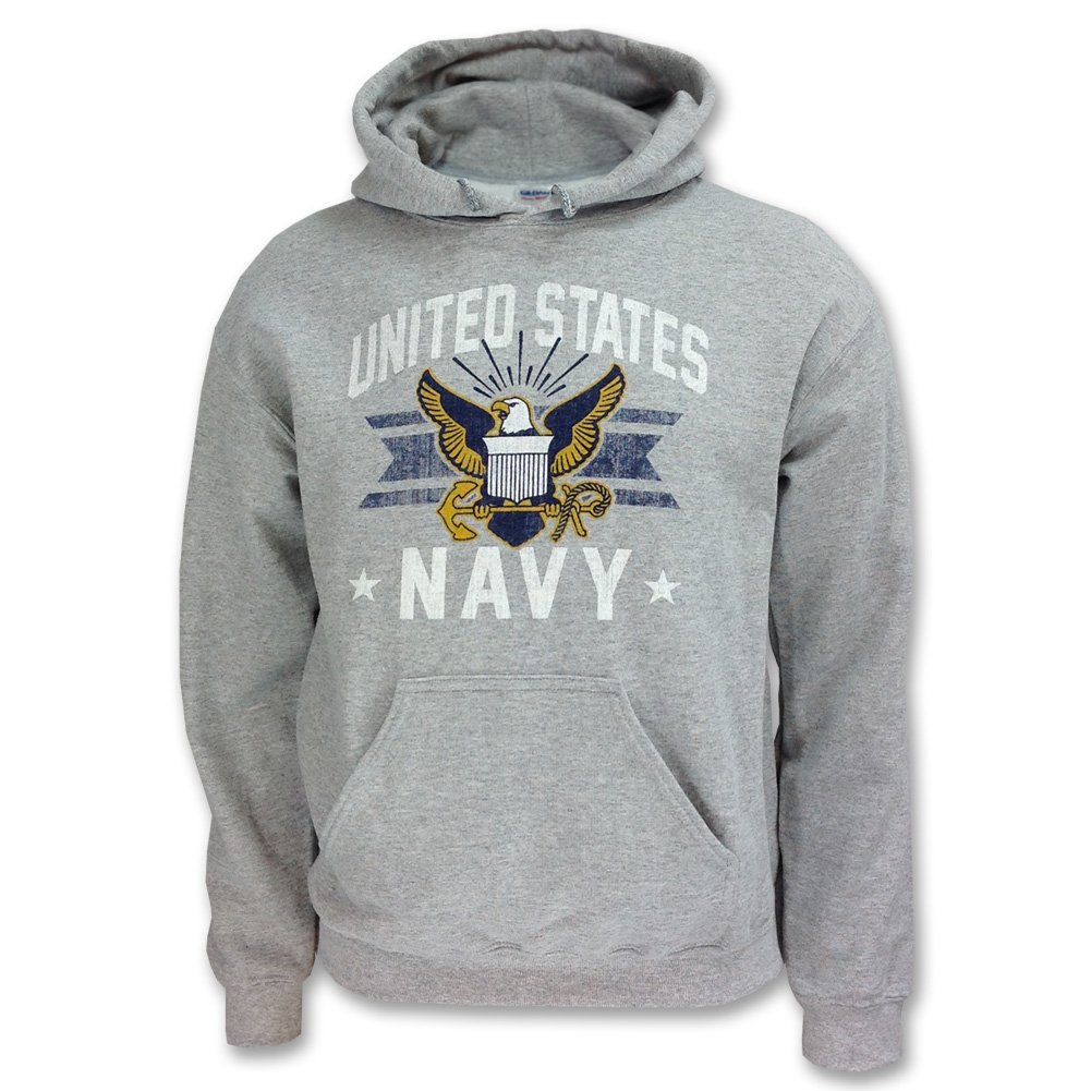 Men's Navy Vintage Basic Hooded Sweatshirt