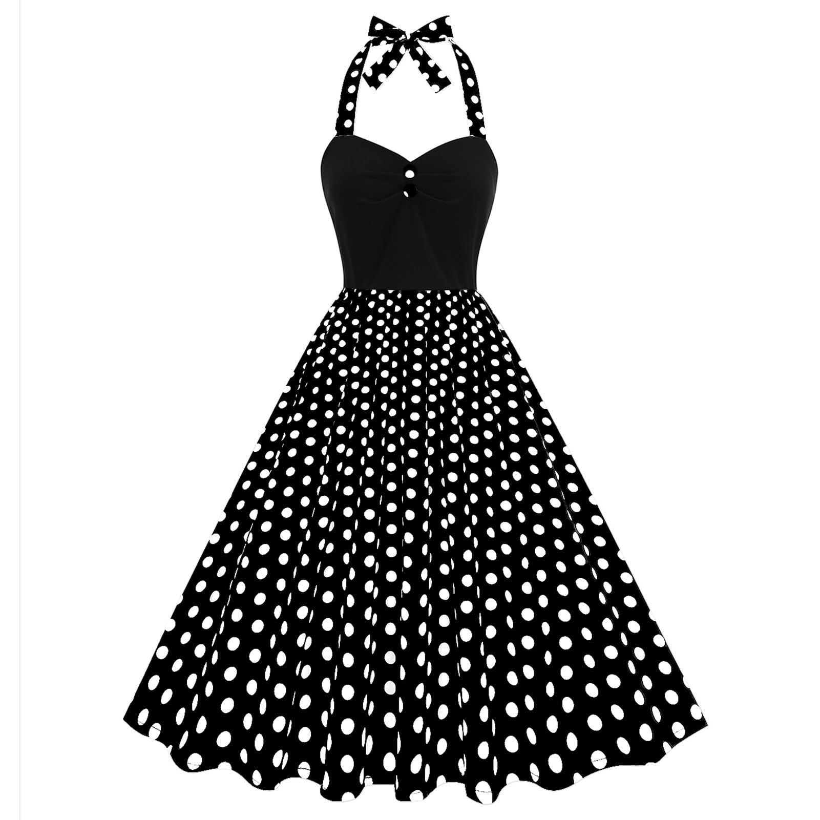 ODIZLI Robe rétro des années 1950 - Dos nu - À pois - Sans manches - Style années 50
