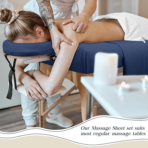 Miniatura 10 de Mixweer Juego de 9 piezas de 3 sábanas para mesa de masaje, incluye sábanas de masaje, funda para masaje, funda para reposo facial, funda para cama