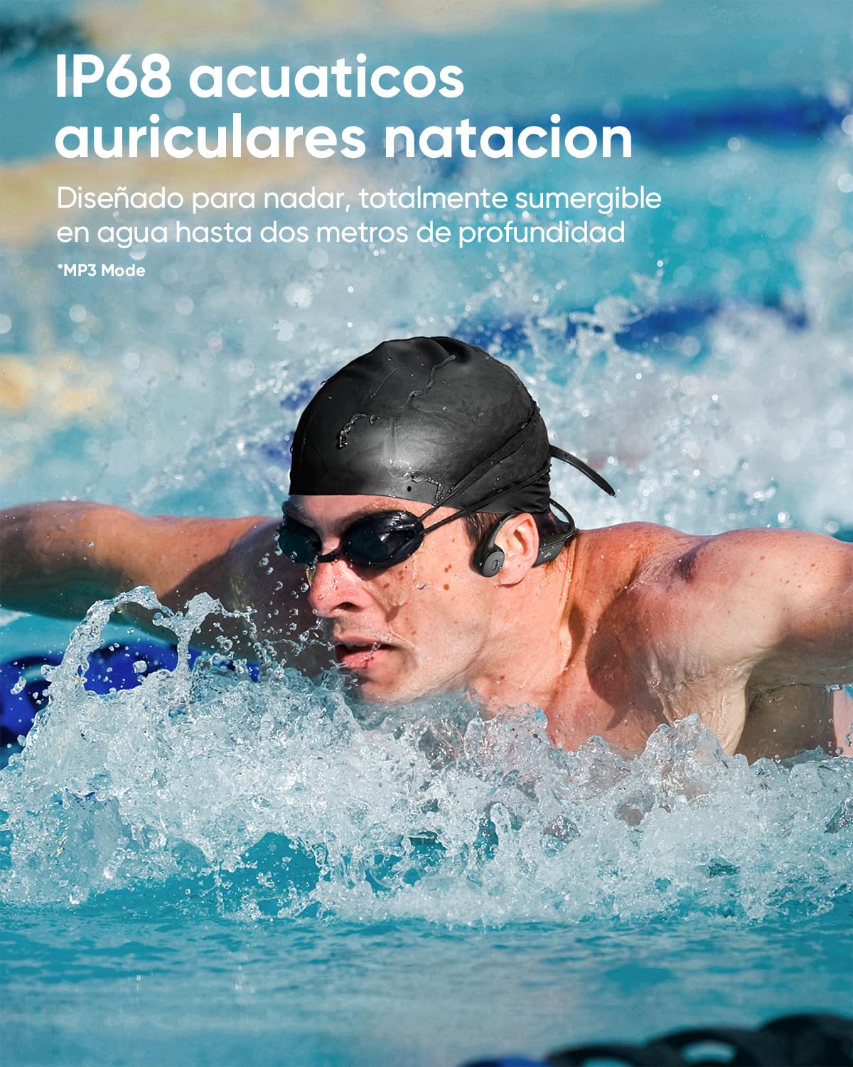 Auriculares Conducción Osea Natacion,Auriculares Deportivos Impermeables IP68 Bluetooth 6.1,Auriculare inalámbricos con Reproductor MP3 Integrado y Memoria de 32 GB,para Correr, Fitness y Ciclismo