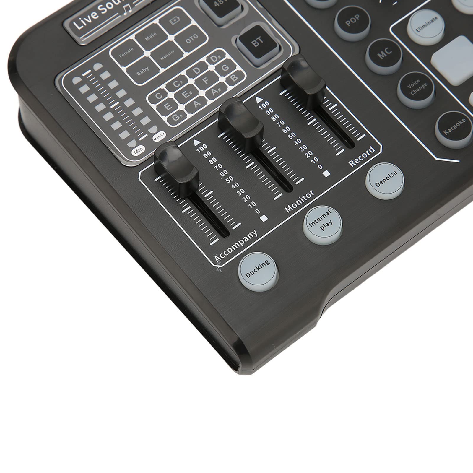 Goshyda Live-Soundkarte, Multifunktionaler Tragbarer Audio-Mixer, DJ-Sound-Mischpult mit Rauschunterdrückung, Voice-Changer-Sound-Mixer-Board, für Live-Streaming, PC, Aufnahmestudio und Spiele