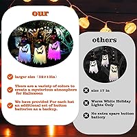 Vista 4 de Decoraciones de Halloween al aire libre, 3 piezas de gran tamaño colgante iluminado brillante fantasma bruja decoración con cadena de luces