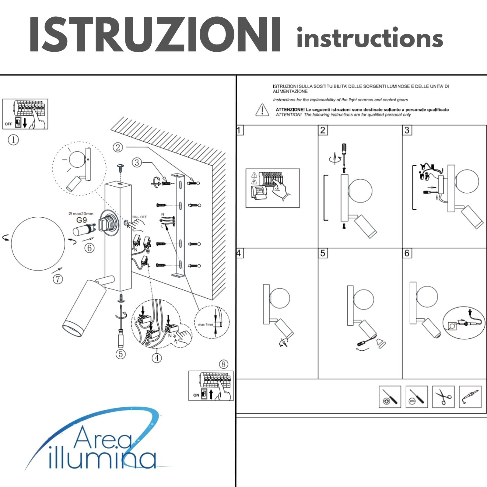 Applique da Parete con Faretto LED Integrato 3000K, Sfera G9, Ferro e Alluminio, 10x17x20 cm, Stile Moderno, Antracite o Sabbia (Sabbia)