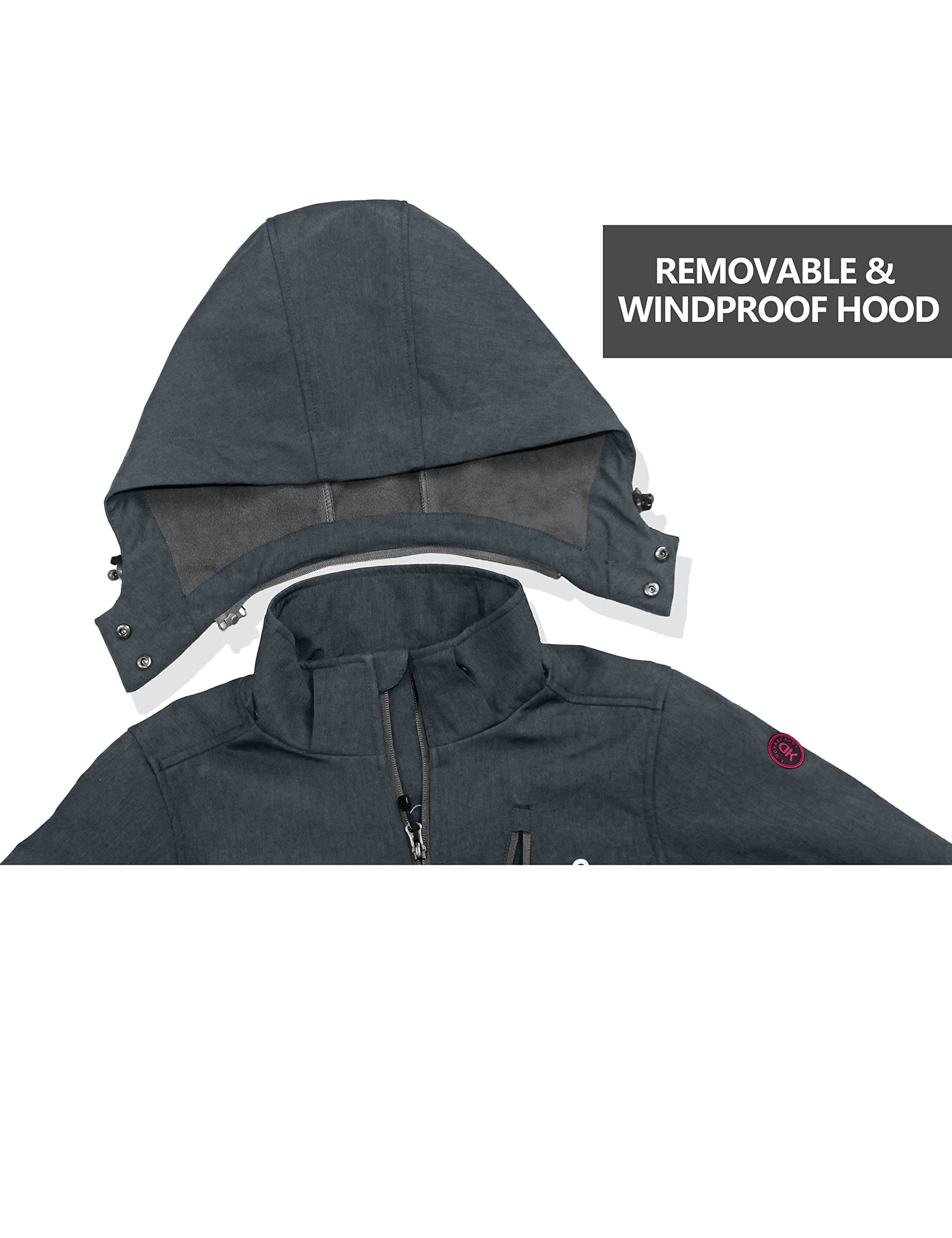 Little Donkey Andy Veste softshell pour femme avec capuche amovible, doublure polaire et déperlante