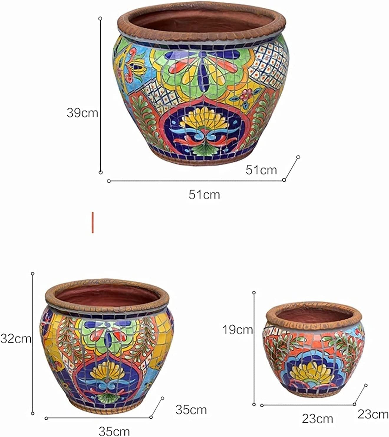 Dziedziniec Ręcznie malowana doniczka ceramiczna Willa Wystrój ogrodu Donica Duża donica zewnętrzna Doniczka Korytarz Nawa krajobrazowa Pojemnik Wazon Balkon Taras Wewnątrz Na zewnątrz (A 32 * 35cm)