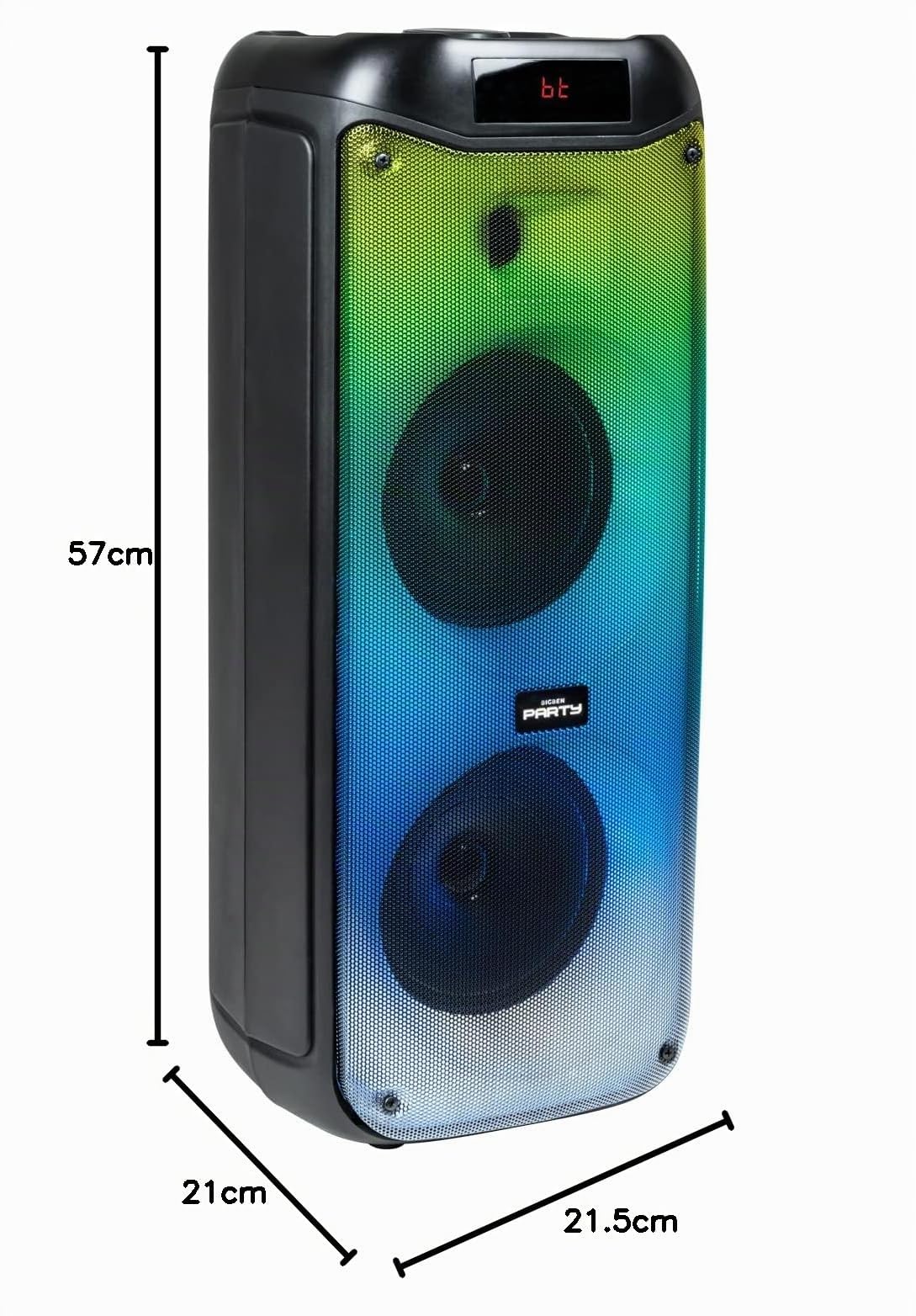 BIGBEN PARTYBTHPL - Altavoz Bluetooth inalámbrico Potente, Luminoso, Tomas USB, MicroSD, AUX-IN, Ecualizador, Potencia Musical 200W