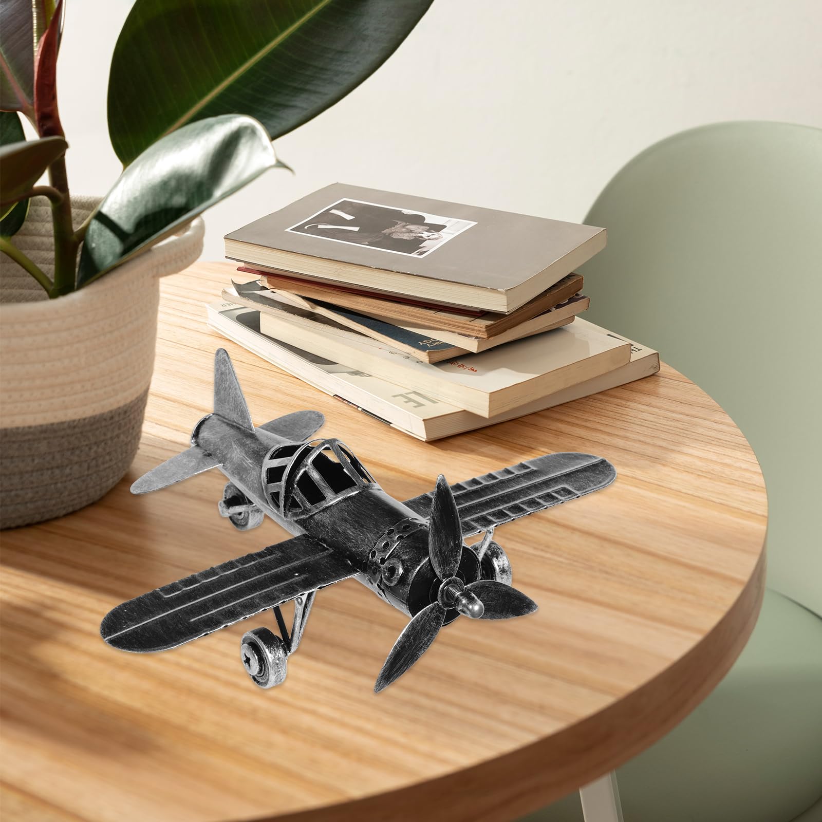 Lot De 2 Avions Métal Rétro – Ornement De Bureau Vintage 10 Cm – Déco Avion Bleu – Cadeau Collectionneur – Modèle Artisanal