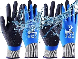 2 Paar Wasserdichte Arbeitshandschuhe Gartenhandschuhe Schutzhandschuhe, Latex beschichtet handschuhe für Garten Hof im Freien arbeiten