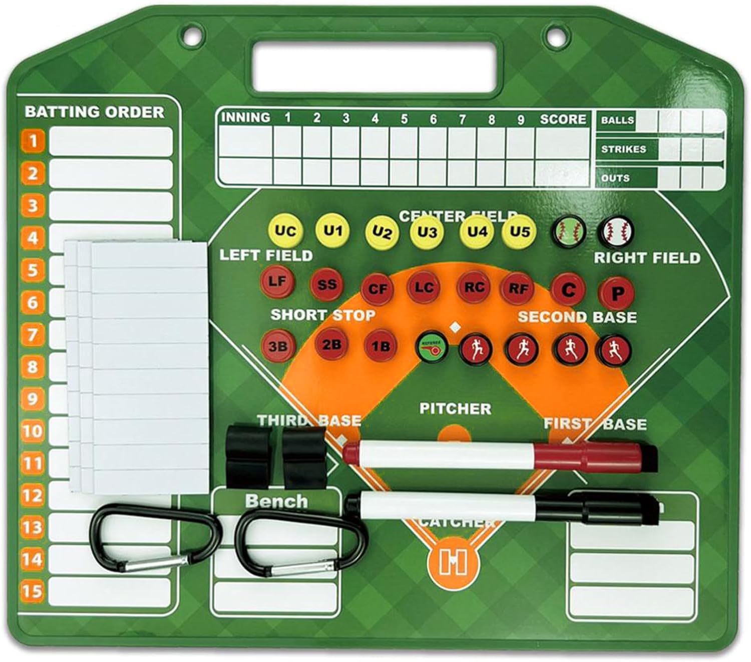 Magnetic Baseball Lineup Board, Dry Erase Baseball Clipboard for Coaches, Softball Lineup Board for Dugout with 40 Lineup Cards