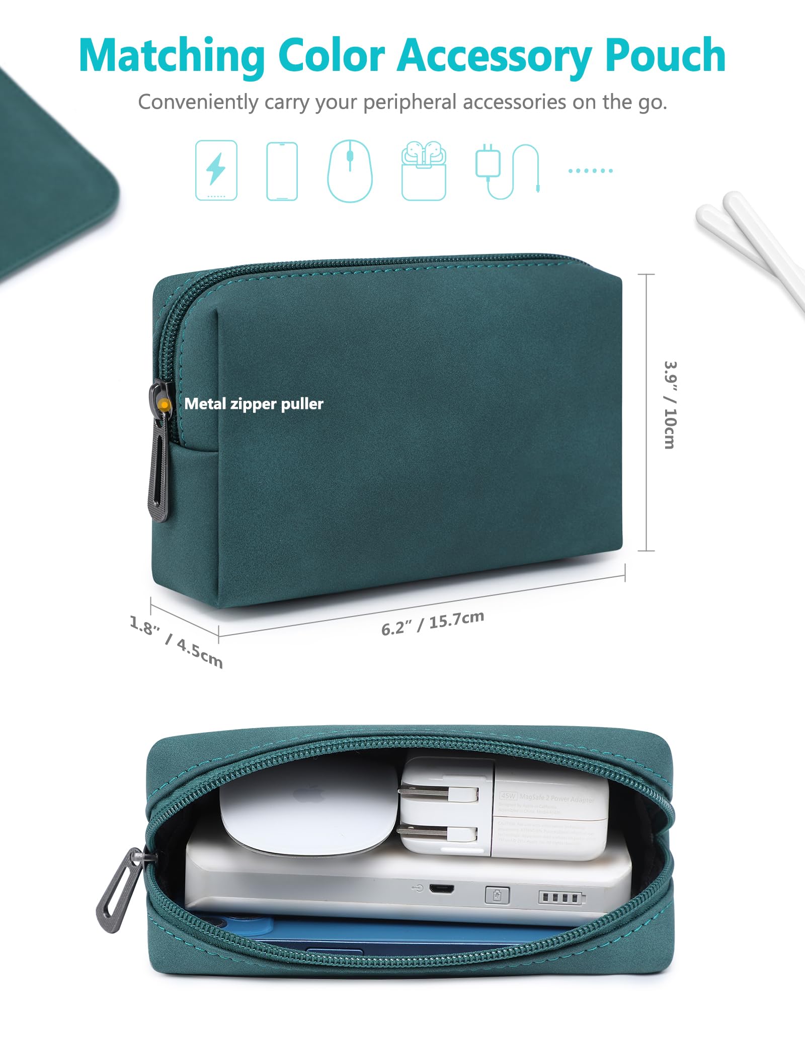 HYZUO 13 Pulgadas Funda Portátil Bolsa para MacBook Pro 13 M2 M1 2026-2016, 13" MacBook Neo 2026, MacBook Air 13 M5 M4 M3 M2 M1 A3449 2026-2018, 13" iPad Pro/Air, Surface Pro, XPS 13, Verde Oscuro