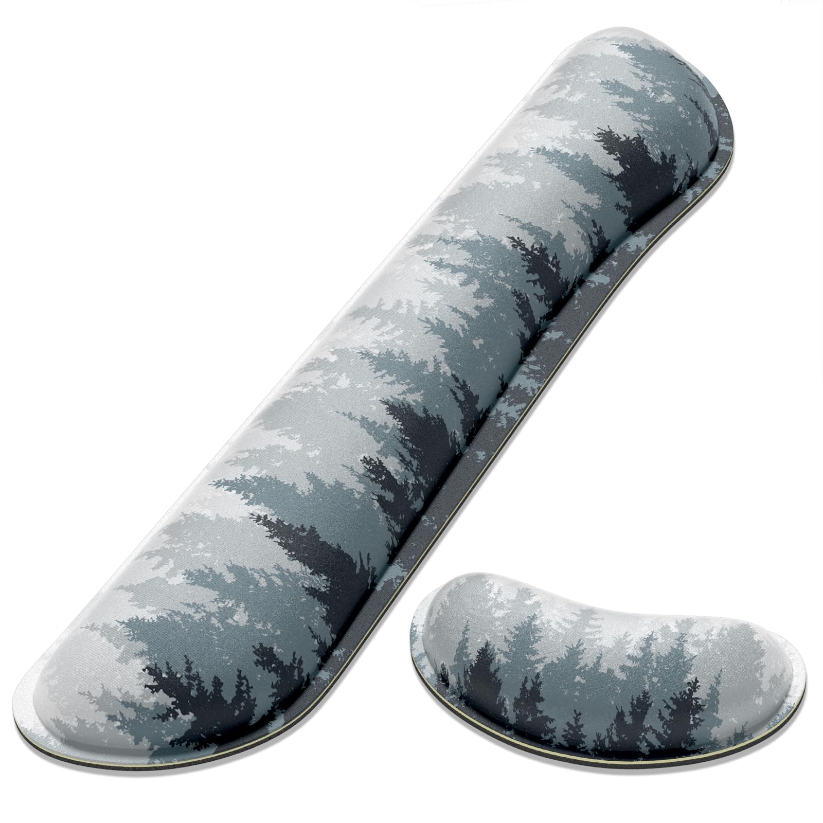 Dapesuom Enlarge Keyboard Wrist Rest, Memory Foam Wrist Cushion for Desk Mats Support, Typing Pain Relief Keyboard Mouse Pad Rests Set with Non-Slip Base for Gaming Laptop Computer, Watercolor Forest