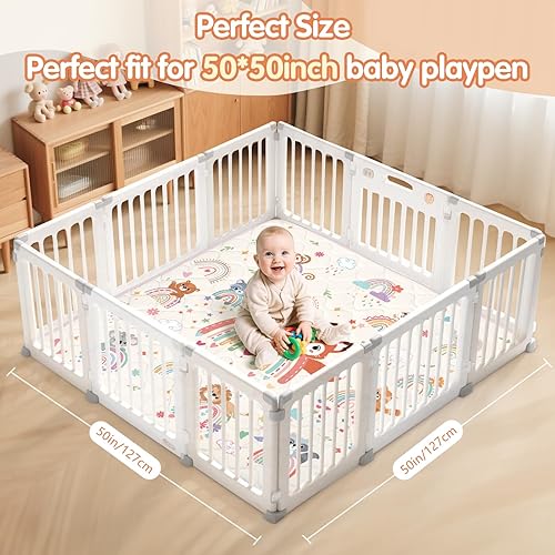Miniatura 2 de Tapete de juego para bebé, tapete Toodler de 50 x 50 pulgadas, espuma extra gruesa antideslizante, lavable, cojín para gatear para jugar con el