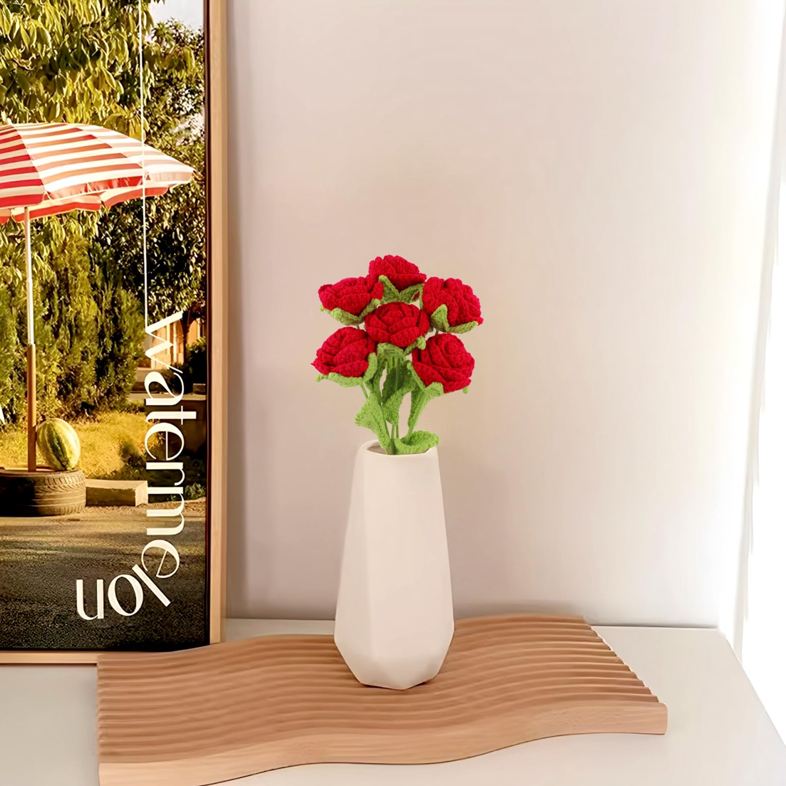 Amazon.co.jp: Lovmeety 赤いバラのかぎ針編みの花 6個 ハンドメイド