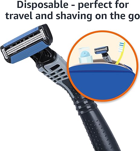 Miniatura 6 de Amazon Basics Maquinillas de afeitar desechables de 3 cuchillas para hombres, 6 unidades, 2 paquetes de 3 (anteriormente Solimo)