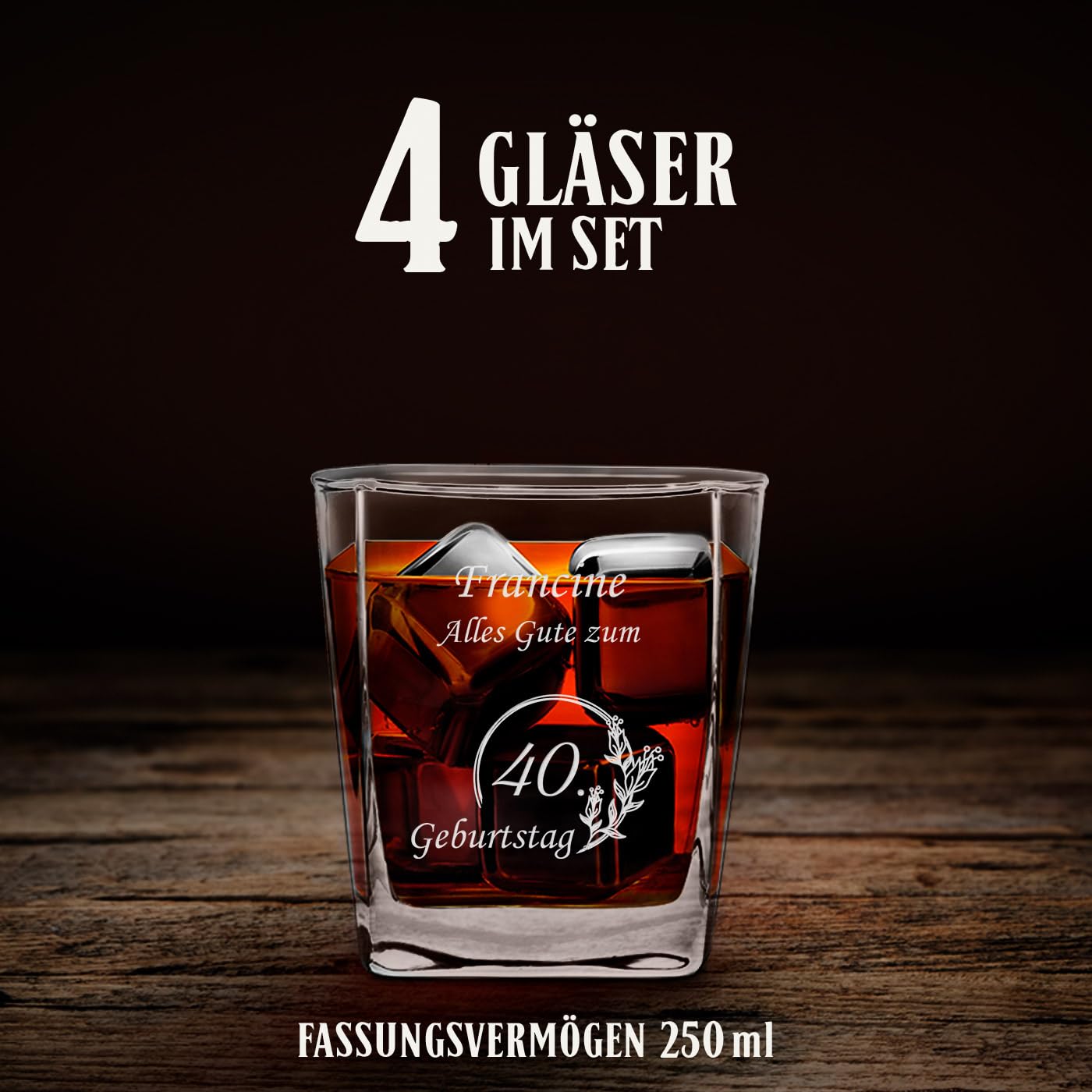 Maverton Whiskey Karaffe + 4 / 6er Whiskygläser Set mit Gravur - 700ml Whisky Dekanter - Geschenk zum Geburtstag für Männer - Weihnachtsgeschenke - Glückwünsche