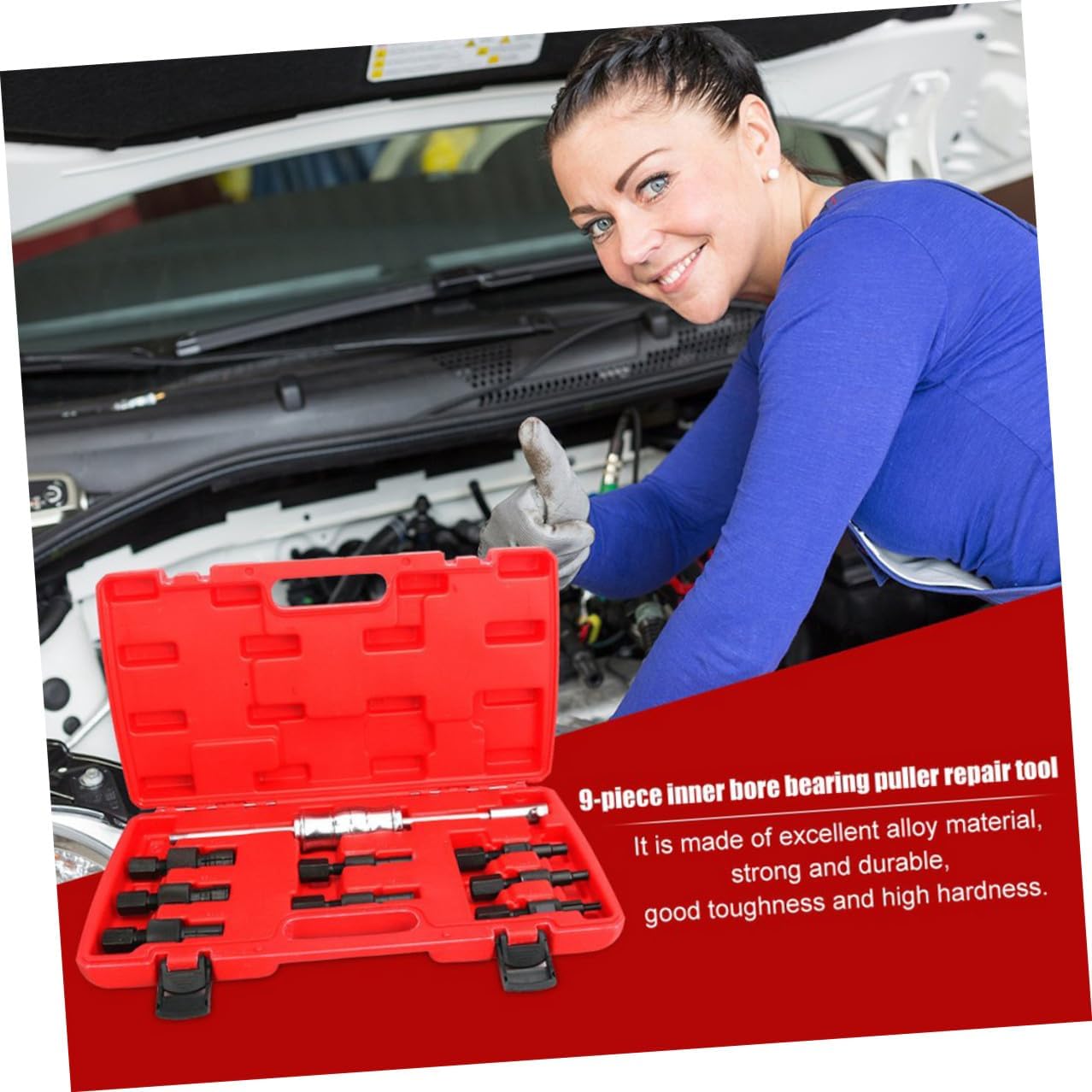 9pcs Inner Bearing Puller Slide Hammer Kit Automotive Bearing Extractor Removal Tool for Car Wheel Hub and Axle Repair