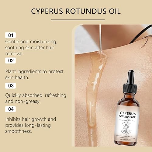 Miniatura 6 de Aceite Cyperus Rotundus, aceite natural de Cyperus Rotundus para depilación, suero esencial de ciprés que reduce el crecimiento del vello corporal,