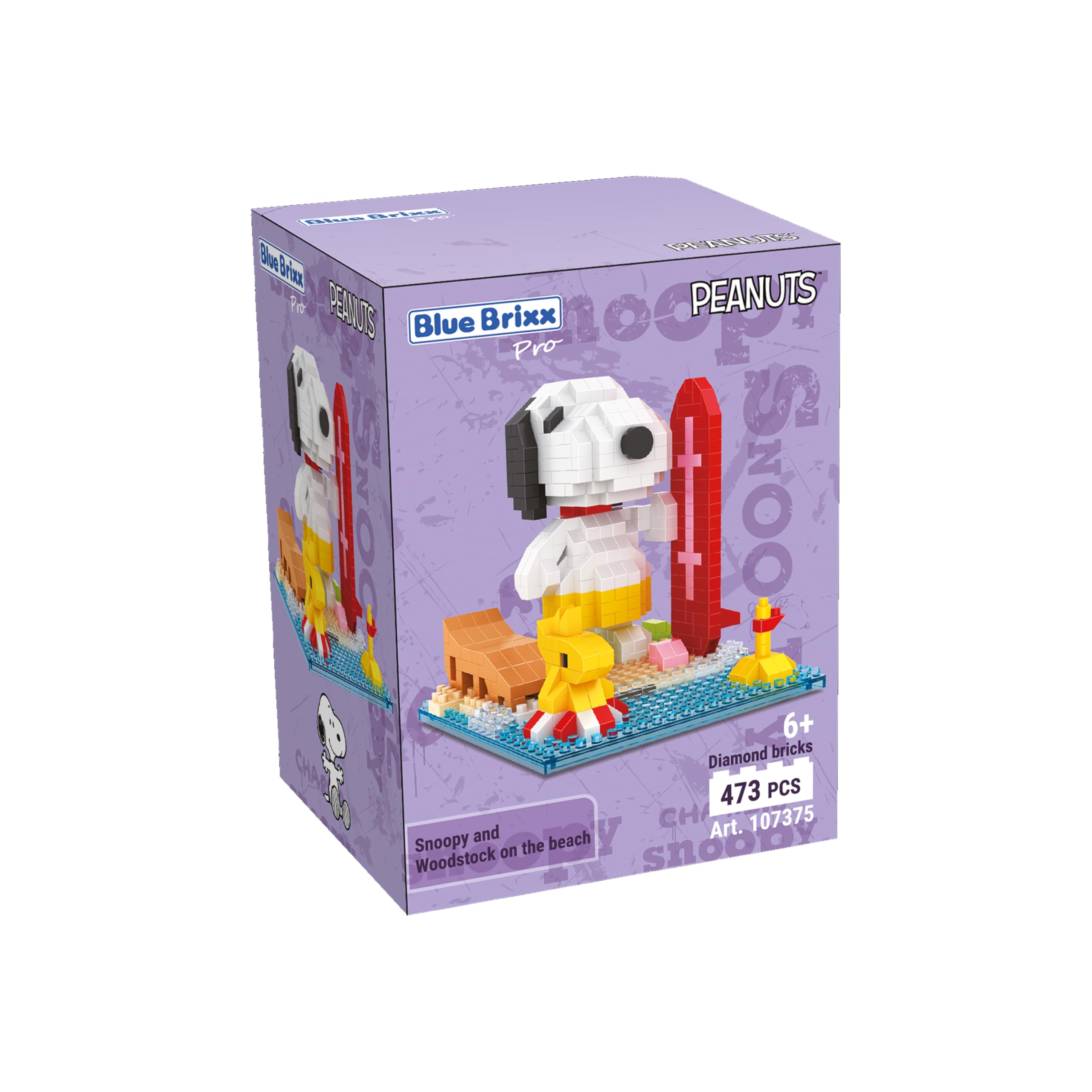 BlueBrixx Pro Snoopy & Woodstock – 1605 Blocs Diamant – Série Peanuts – Kit De Construction