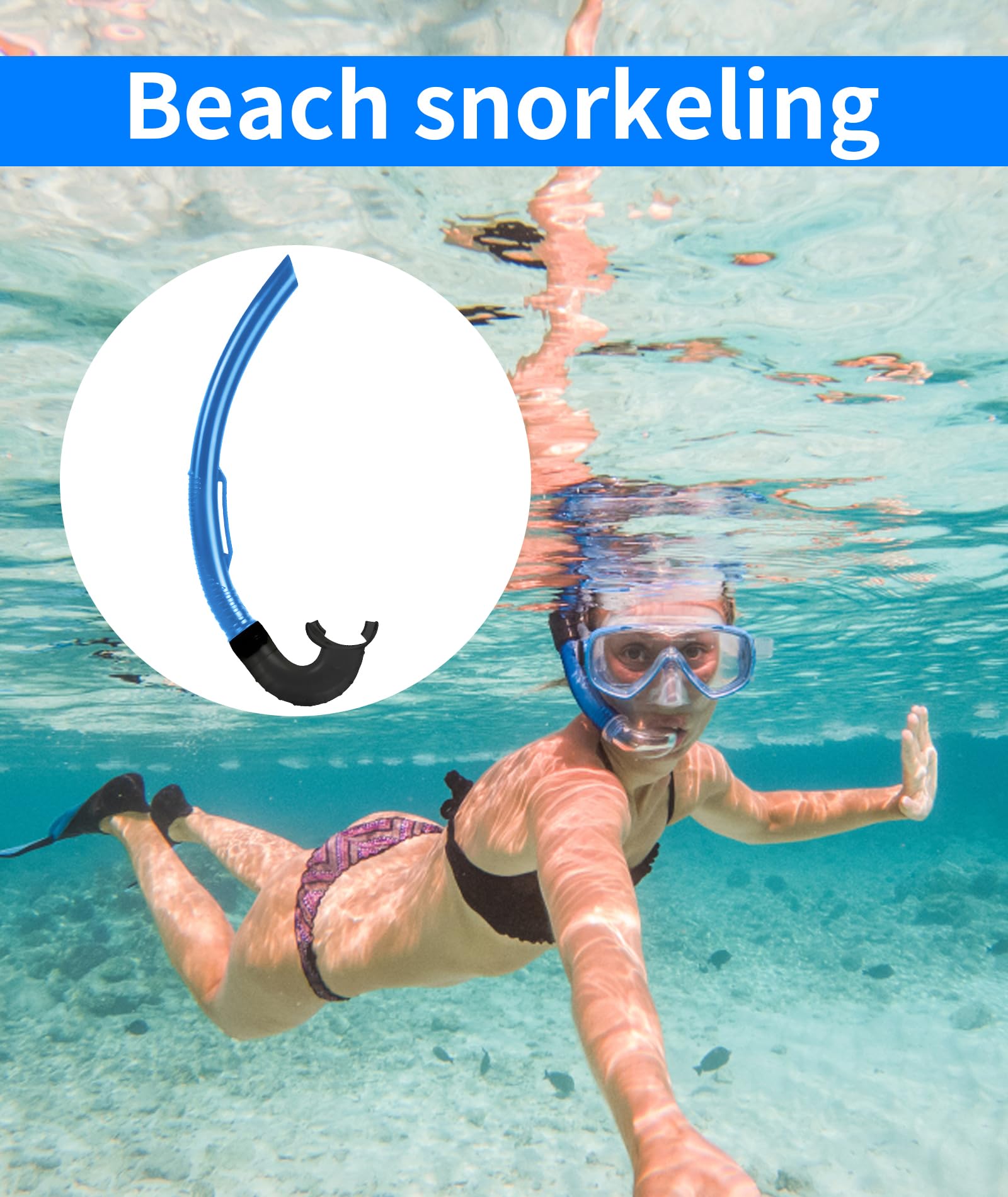 Snorkel for Swimming, Snorkeling Kit for Adults, Swimming Breathing Pipe, Scuba Diving Kit, Tropical Waters, Lakes, Beach Activities(Blue) 4