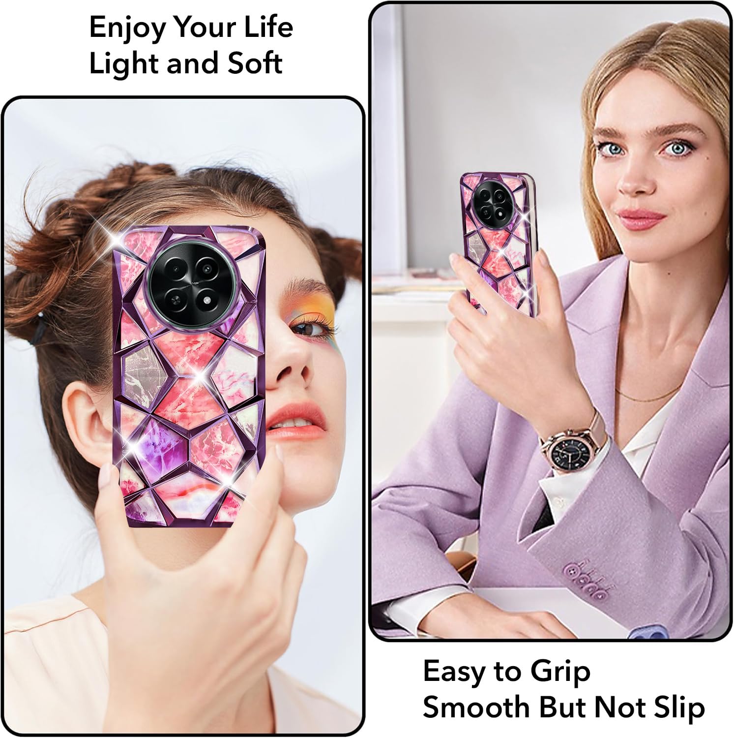 Jkobi Back Cover Case Compatible with Realme Narzo 70x 5G (Dual Design Glitter Sparkle and Detachable Diamond Print Case | Soft and Flexible) Jkobi Back Cover Case Compatible with Realme Narzo 70x 5G (Dual Design Glitter Sparkle and Detachable Diamond Print Case | Soft and Flexible)