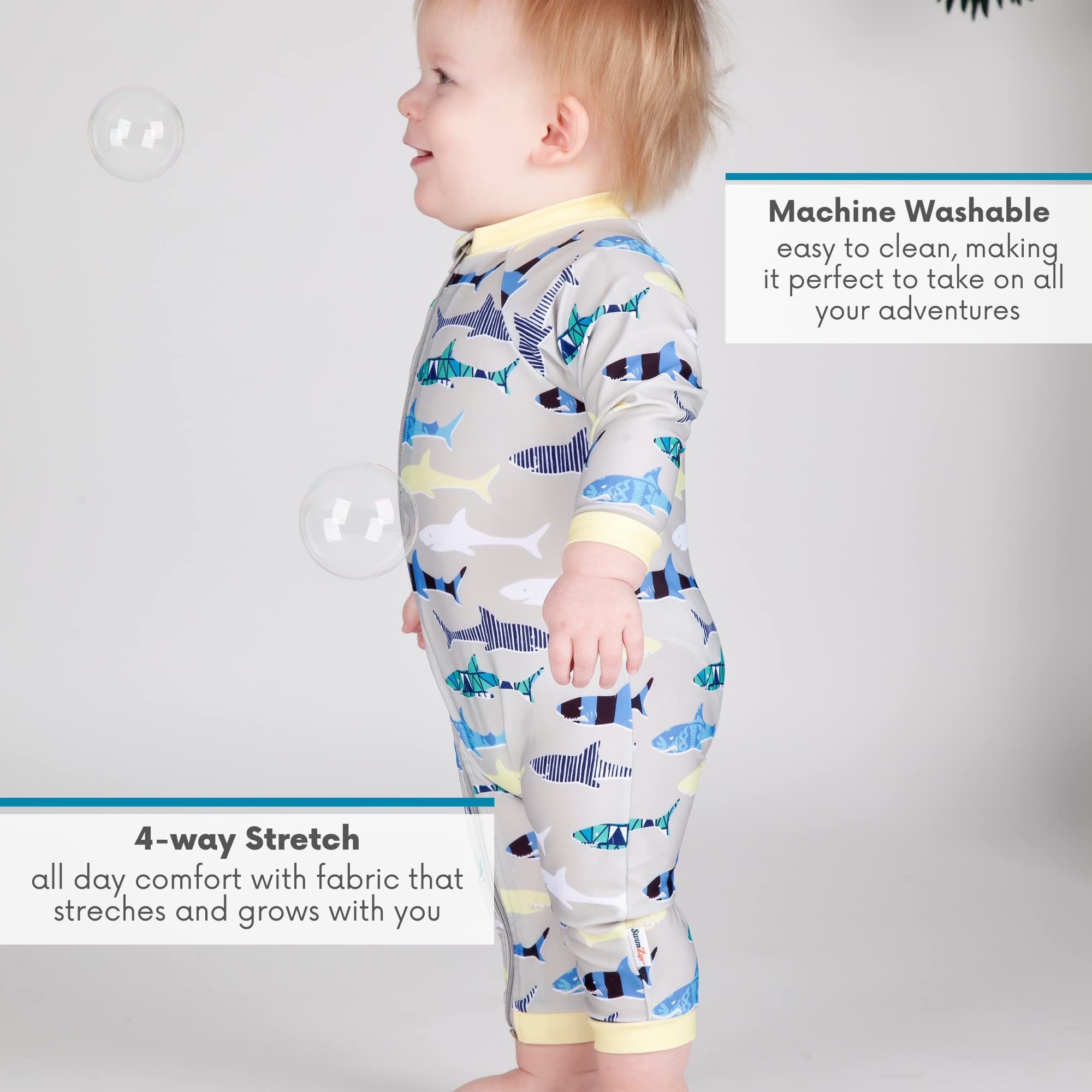 SwimZip Traje de baño de manga larga UPF 50+ para bebés, niños pequeños y niños pequeños