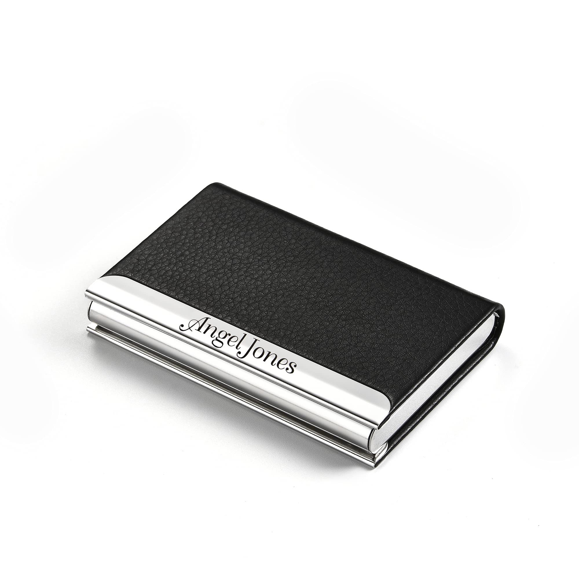 Caramel Custom Business Card Holder for Free Engraving (Black)