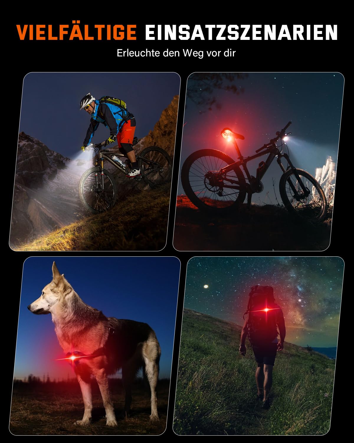 Zestaw oświetlenia rowerowego LED Apkezel, zestaw świateł rowerowych przednich i tylnych z homologacją StVZO, lampa rowerowa 600 mAh z możliwością ładowania przez USB, wodoodporne światła rowerowe IPX