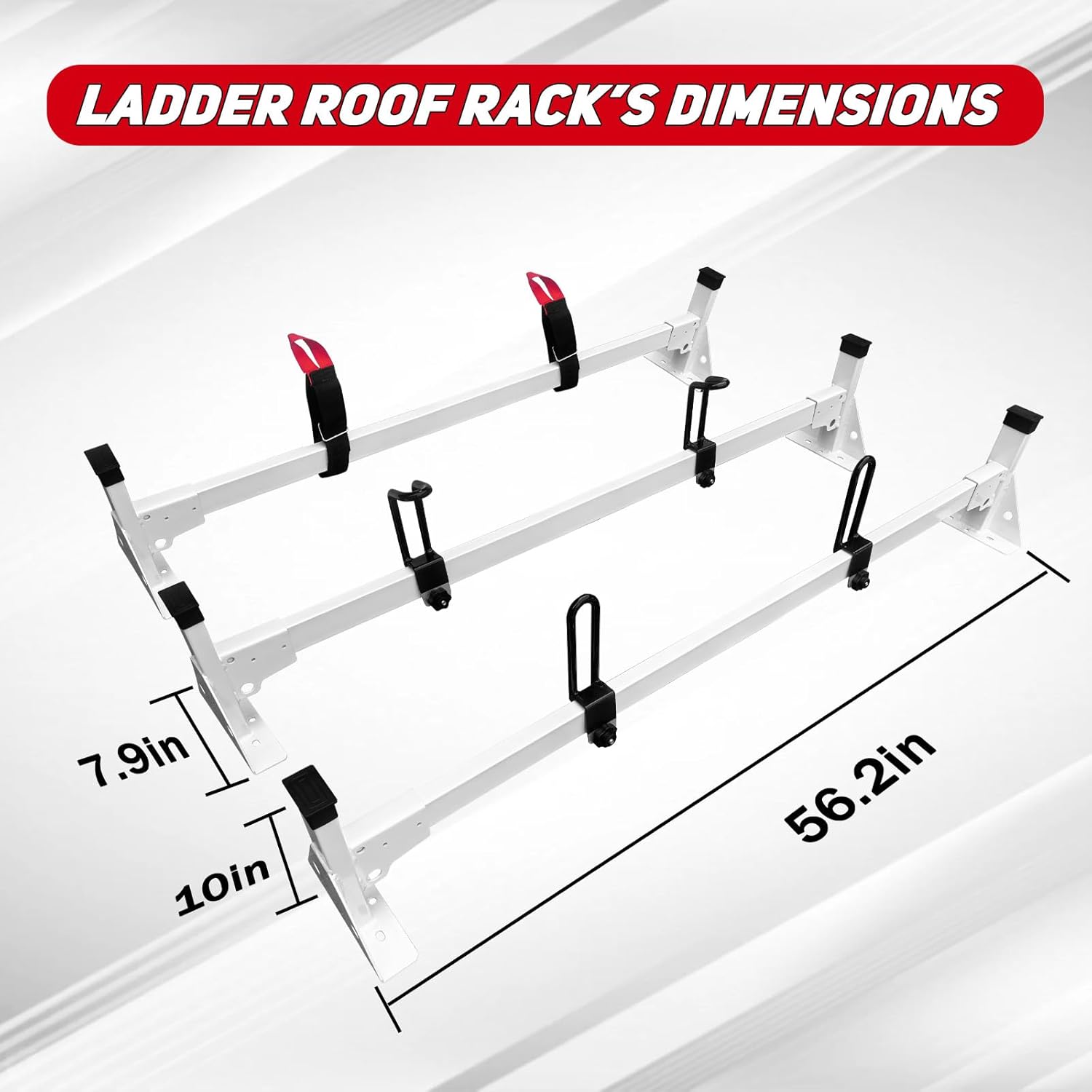 54" Van Ladder Roof Rack Compatible with 2015-2024 Ford Transit 150 250 350, Cargo Luggage Van Roof Slide Rack -3 Crossbars