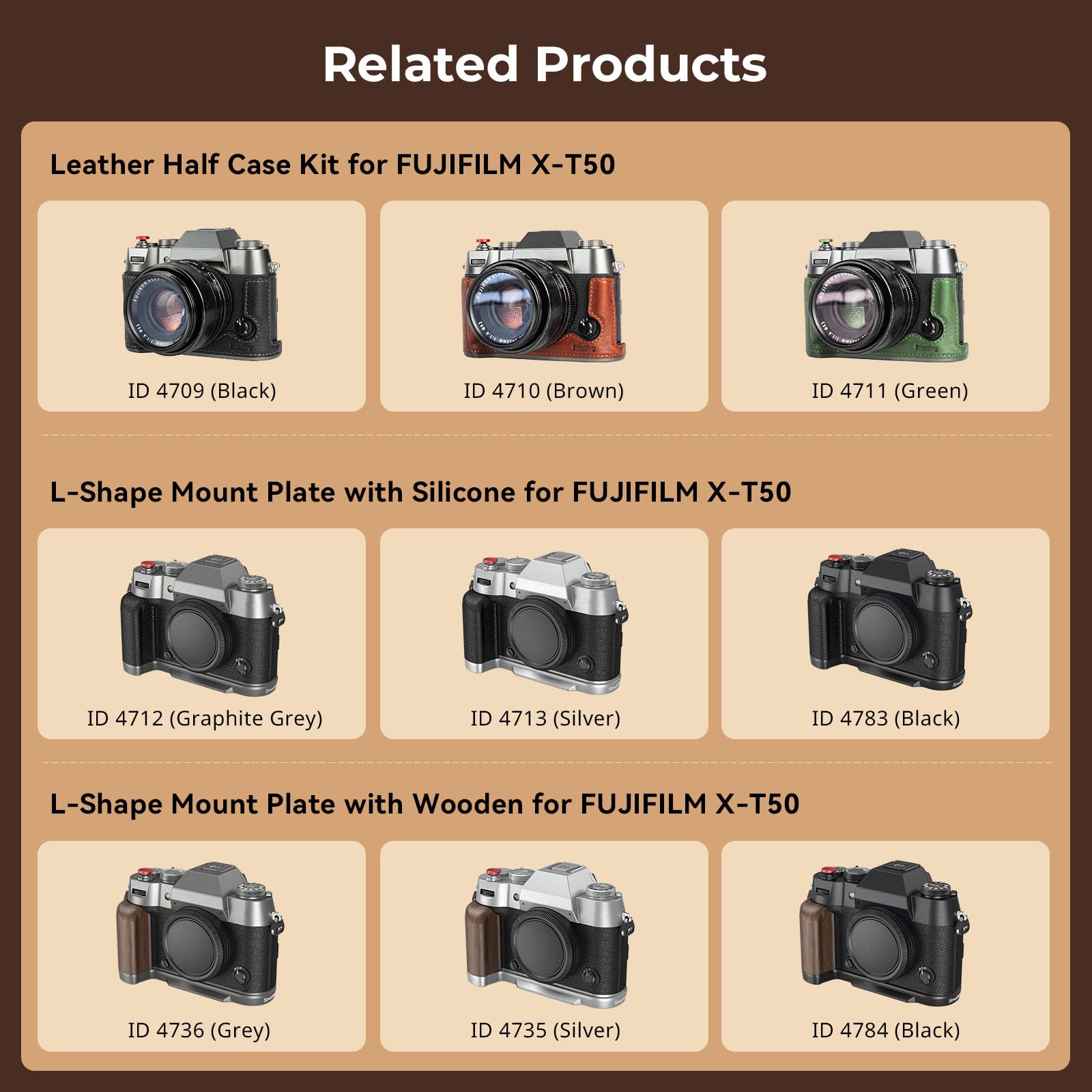 SMALLRIG Cage « Retro » pour FUJIFILM X-T50, Cage Complète en Alliage d'Aluminium, avec Plaque de Dégagement Rapide pour Arca et Support de Cold Shoe pour Microphone et Lumière - 4714