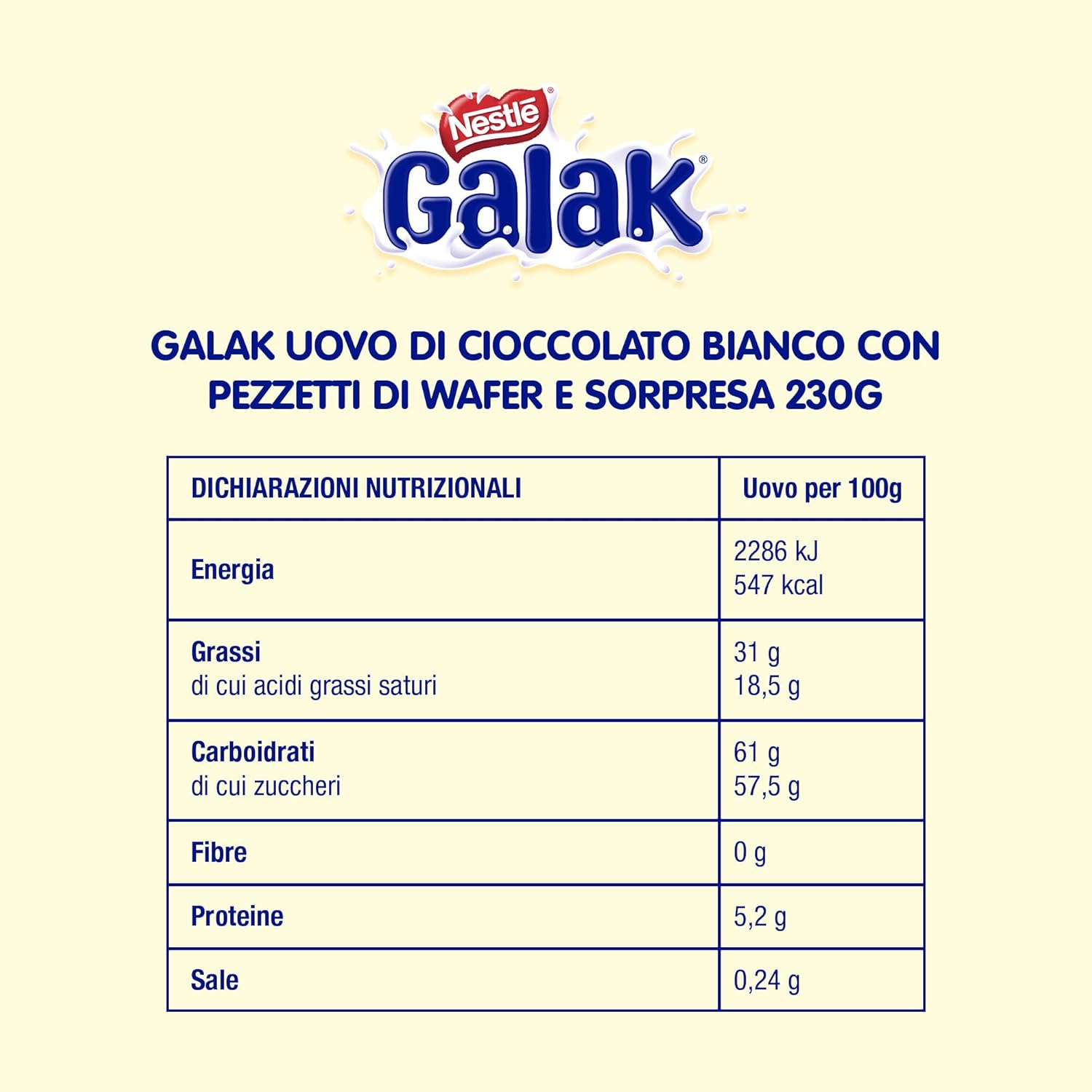 GALAK Uovo di Pasqua Cioccolato Bianco, con pezzetti di Wafer, con Sorpresa 230g - Immagine 5