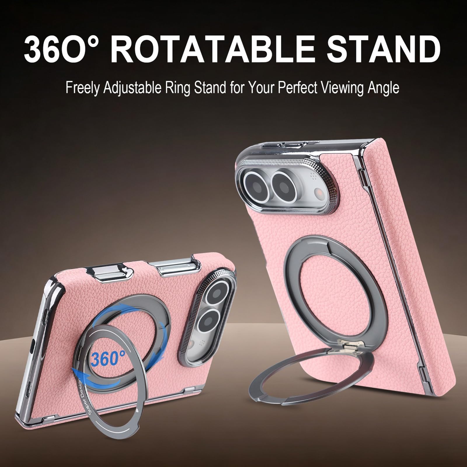 Magnética Funda para iPhone Duo, Delgado Lichi Patrón Cuero Antihuellas