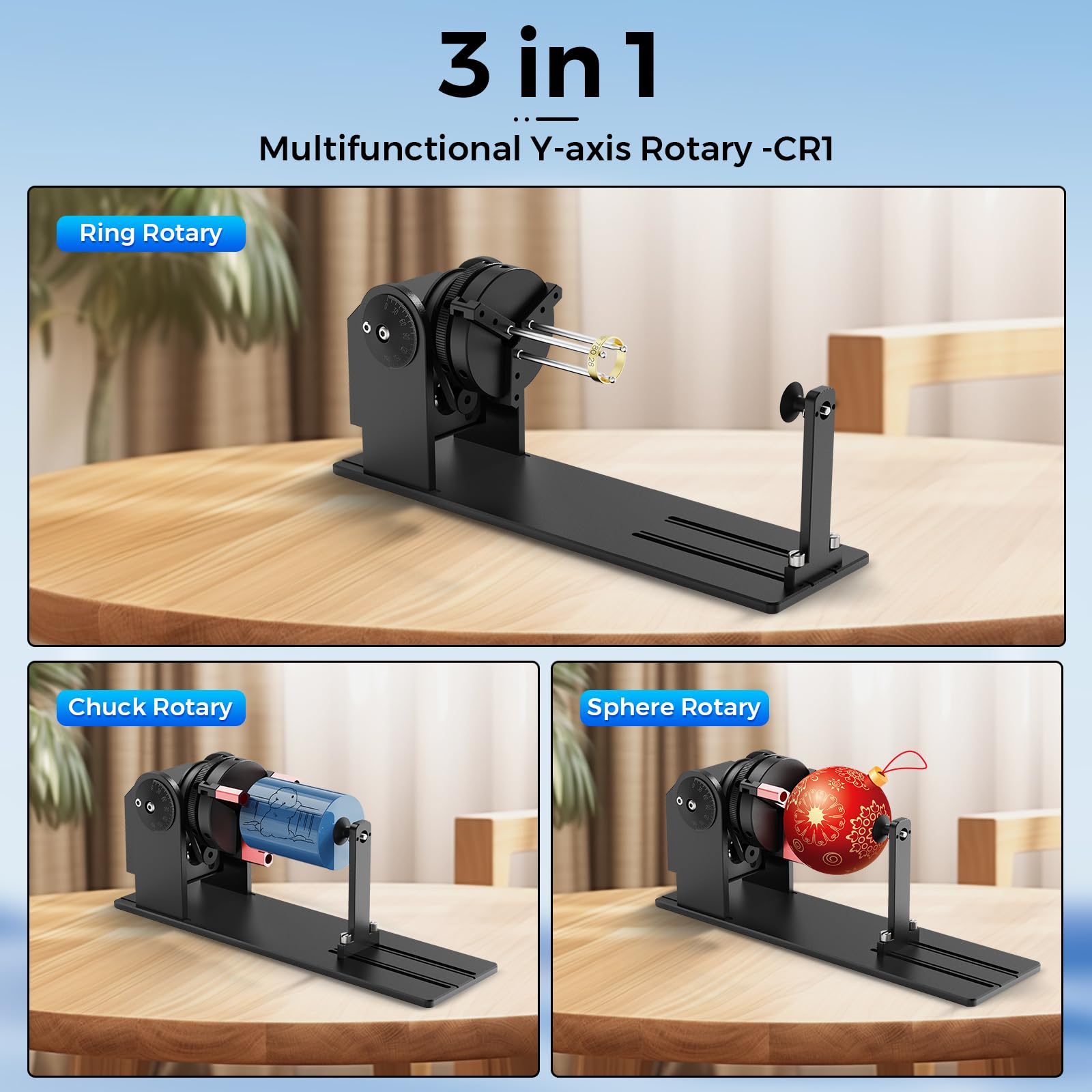 CR1 Rotary Roller, Y-axis Rotary Roller Engraving Module, Rotary Kit Compatible with Most Engravers, for Engraving Spherical, Cylindrical Objects, Wine Glass, Tumbler, Ring