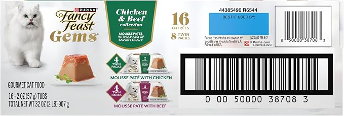 Fancy Feast Gems Paté para Gatos Mousse Pollo o Res Pack 8 ct miniatura 9