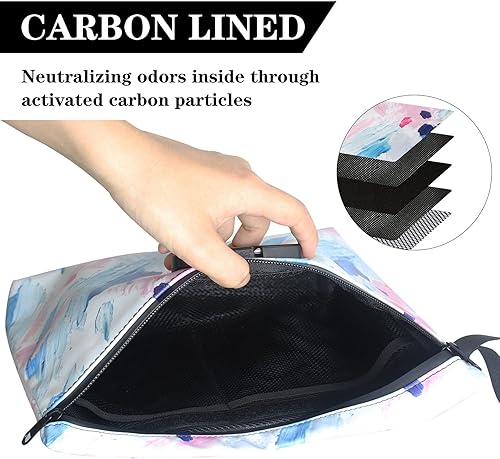 Vista 10 de FIREDOG Bolsas impresas a prueba de olores con cerradura de combinación, forro de carbono, a prueba de olores, contenedor para almacenamiento
