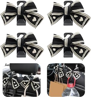 4 Pcs Car Bag Hooks, Car Hooks Multi-Function, Car Seat Hooks, Car Accessories for Women, Car Headrest Hooks, Fly Decoration, Car Seat Hook Hanger for Hanging Bag Handbag Food Bags