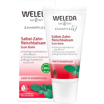 WELEDA Organic Sage Gum Balm - Natural Cosmetics Dental Care Gel | Sage chamomile, cools irritated gums, makes more resistant
