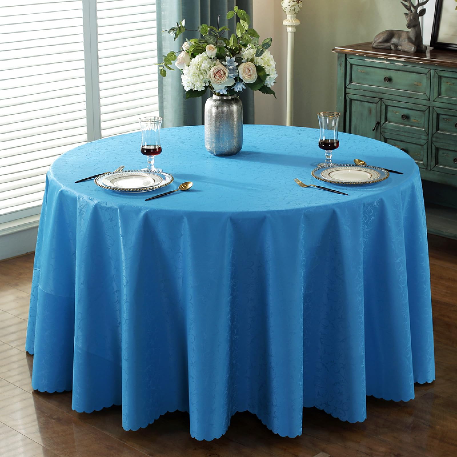 Wachstuchtischdecke Wachstischdecke Dick Haltbar Wachstuch Tischdecke Abwischbar Hellblauer Kreisdurchmesser 200cm
