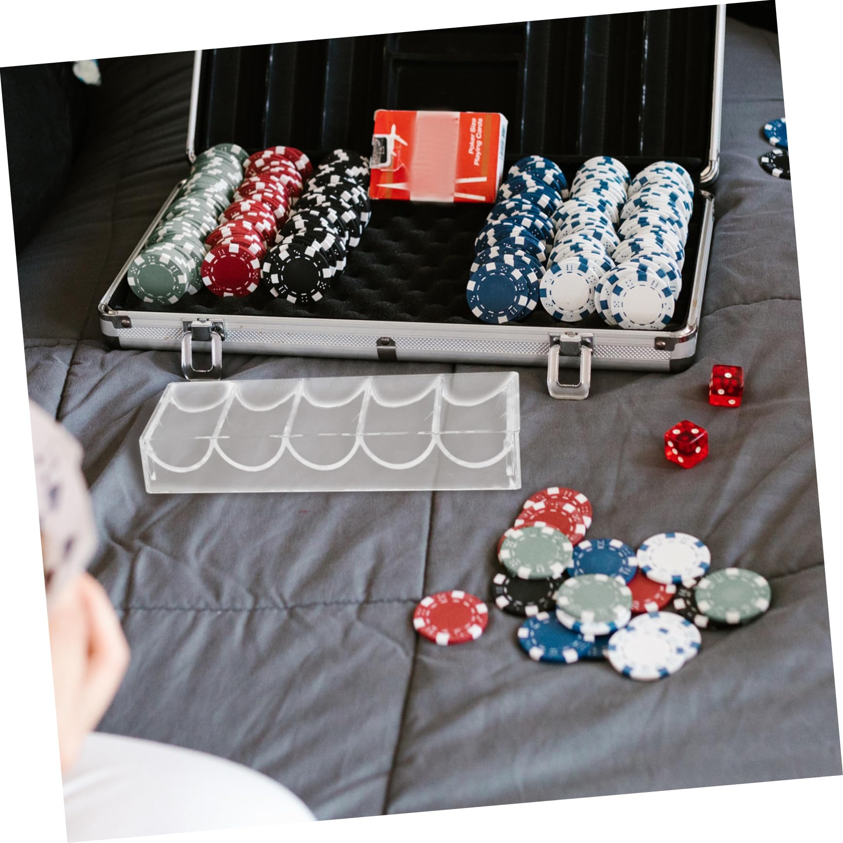 BRIGHTFUFU Portable Poker Chip Holder Storage Case with Compartments for Organized Game Supplies and Compact Poker Chip Tray for Easy Carrying